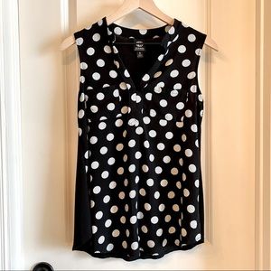 Bobeau Black/Ivory Sleeveless Blouse (S)
